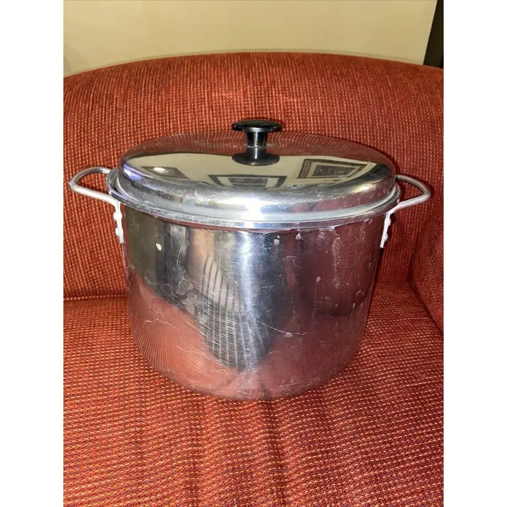 Vintage Enterprise 18 Quart Aluminum Stock Pot with Lid Made in Macon GA USA